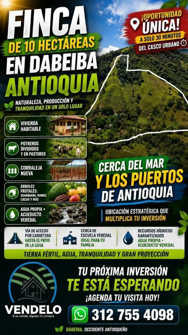 Venta de finca 10 hectáreas en Dabeiba